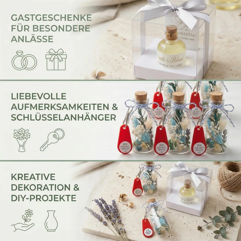 Casavetro 24 x 100 ml kleine Glas-Fläschchen mit Kork Deckel Glasflaschen für Hochzeit Geschenke set Gastgeschenke (24 Stück- inkl.alles)