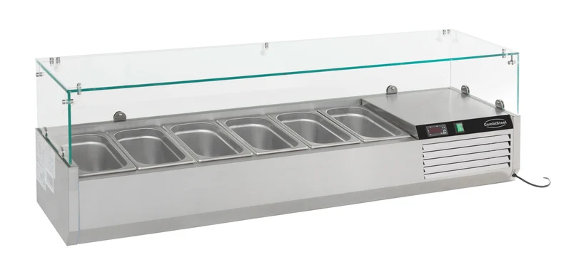 Aufsatzvitrine 1/4 GN X 6 - 1400x335x435 mm - 0,34 kW