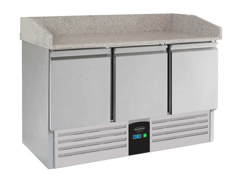 Pizzatisch 3 Türen Energy Line Ausgestattet Mit Verdampfer - 1400x700x1020 mm - 0,235 kW