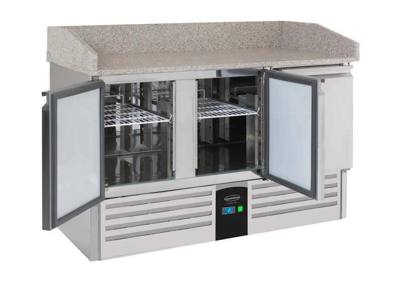 Pizzatisch 3 Türen Energy Line Ausgestattet Mit Verdampfer - 1400x700x1020 mm - 0,235 kW