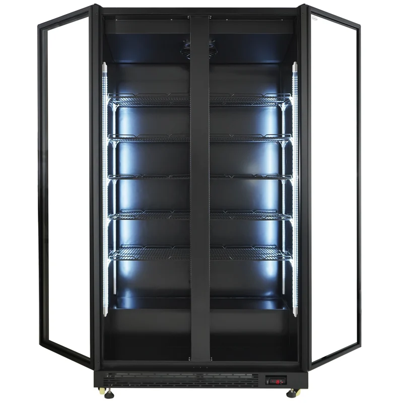 Kühlschrank 2 Glastüren Schwarz NAP-850 - 1120x597x2110 mm - 0.4 kW
