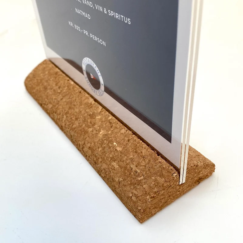 Tischaufsteller aus Kork mit Acrylhalter – A4 oder A5 doppelseitig