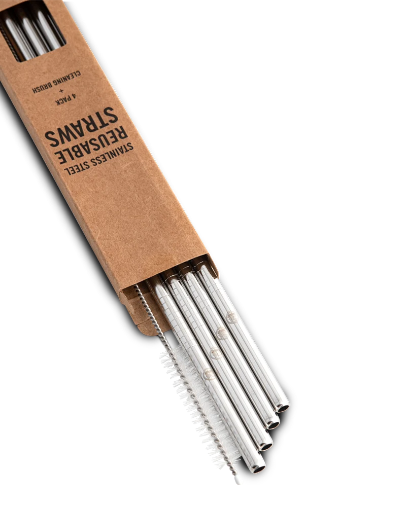 24bottles Trinkhalm aus Edelstahl 4er Set mit Bürste