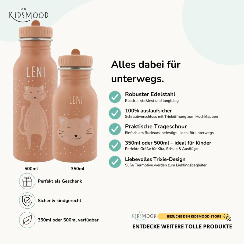Trixie Trinkflasche Kinder personalisiert Katze