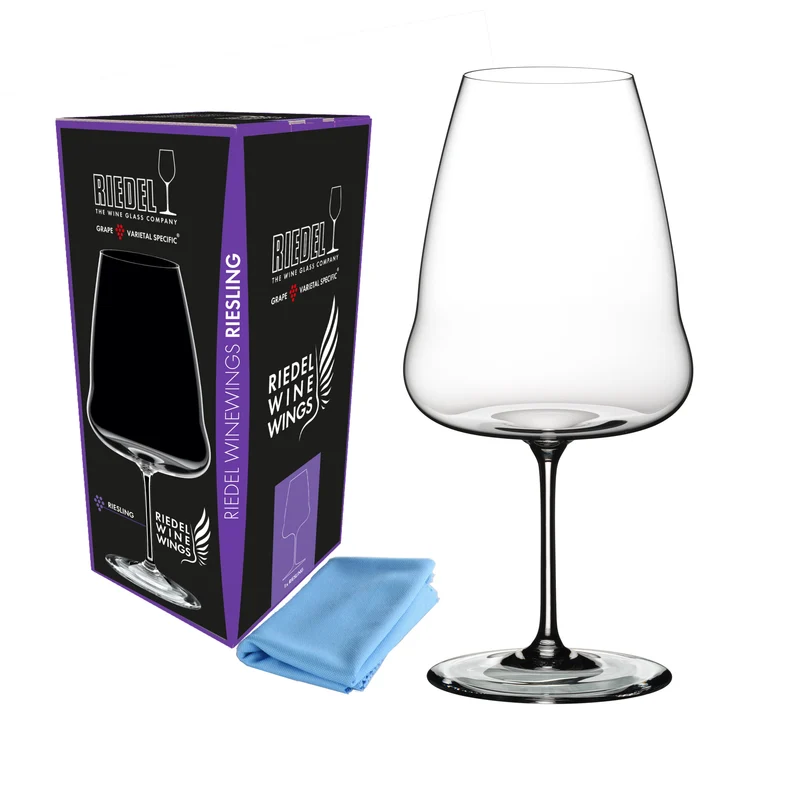 Weißweinglas Riedel Winewings Riesling mit Poliertuch in Geschenkverpackung