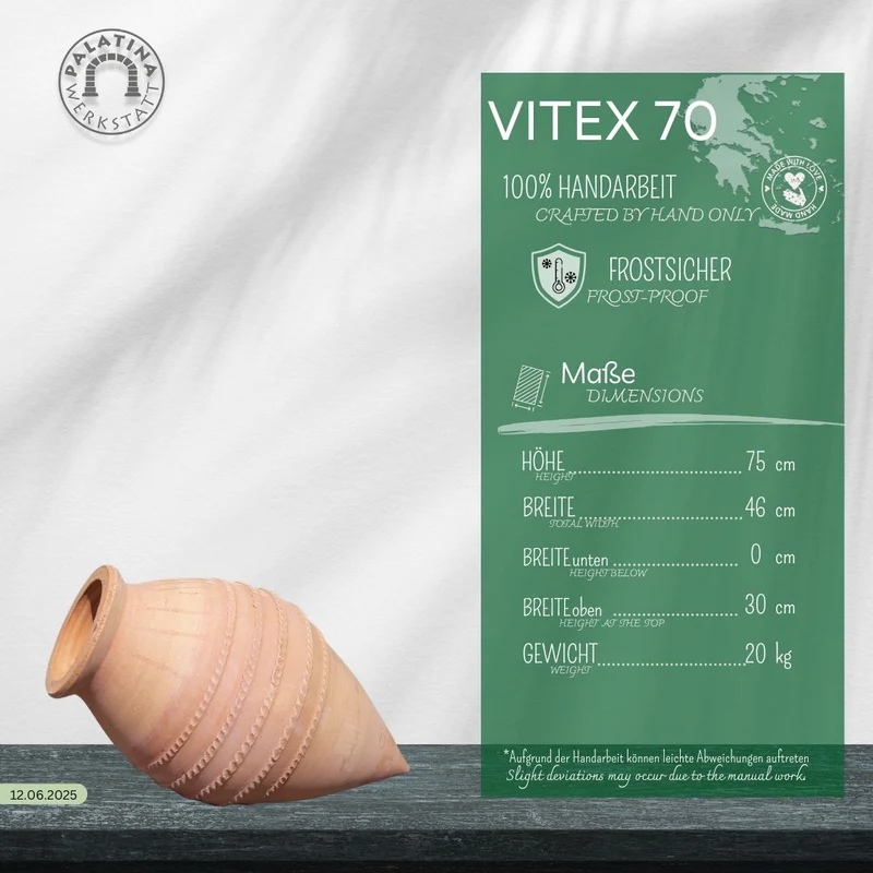 handgefertigte liegende Amphoren "Vitex", H=70cm