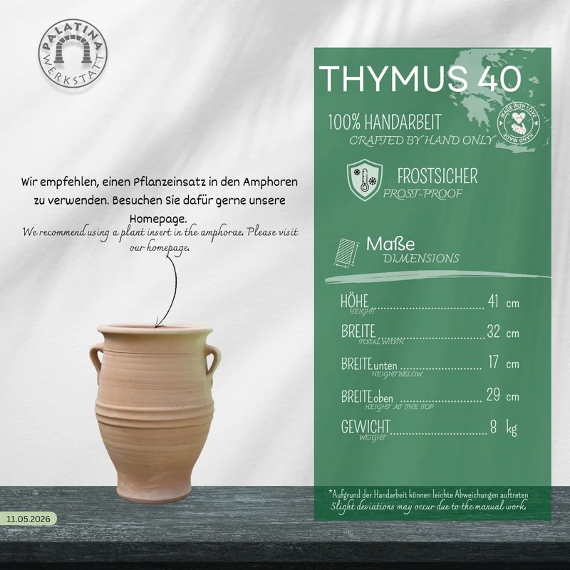 Amphore zum Bepflanzen "Thymus" H=40cm