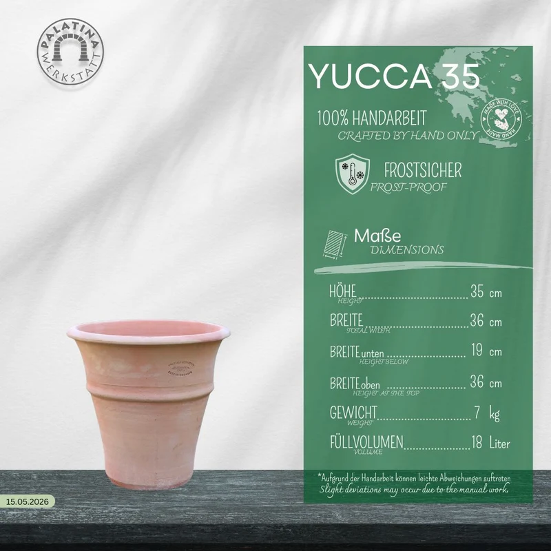 winterhartes Terracotta Pflanzgefäß "Yucca", H=35 cm