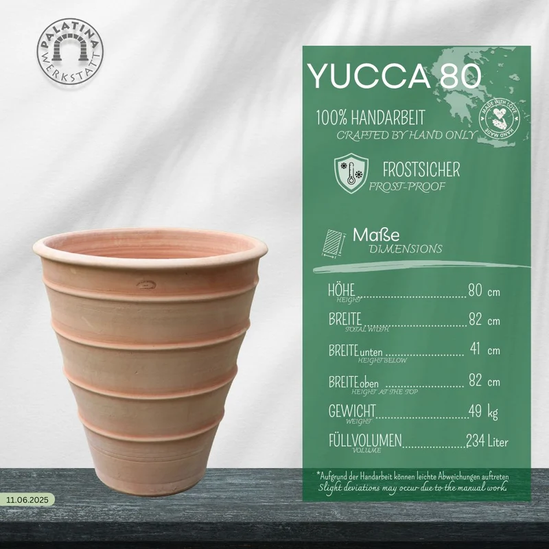 Terracotta Blumenkübel gross "Yucca", H=80 cm