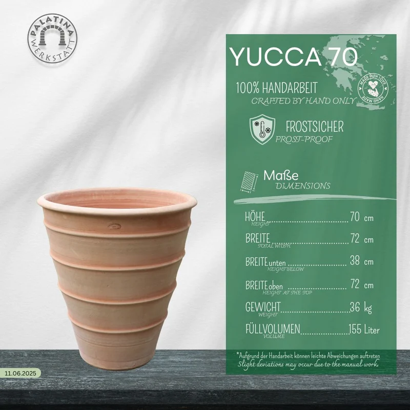 Terracotta Pflanzgefäß "Yucca", H=70 cm