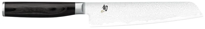 Kai Shun Premier Tim Mälzer Minamo TMM-0701, ultrascharfes Allzweckmesser 15 cm Klinge + Schneidebrett aus altem Fassholz (Eiche) 25x15 cm2