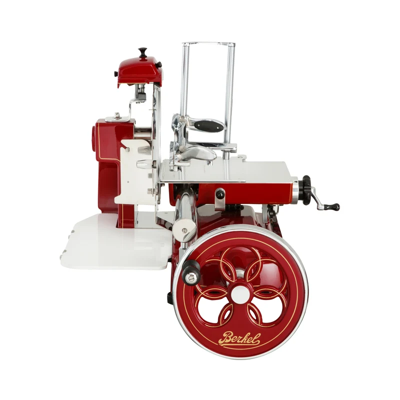 Berkel Volano B3 Rot, Schwungradmaschine mit Standfuß und Fassholzeinlegebrett