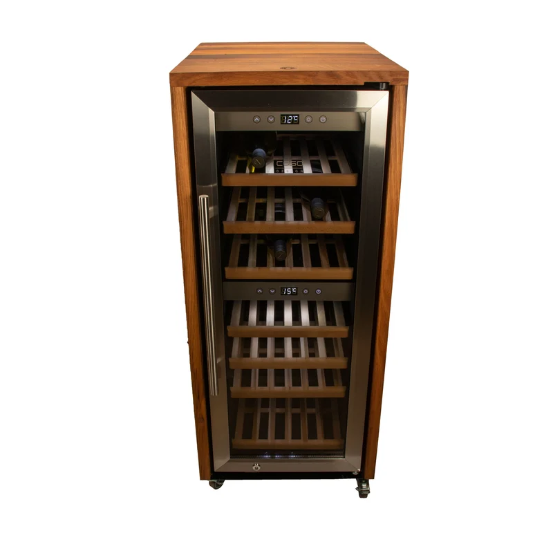 Weinkühlschrank 2 Zonen CASO WineComfort 38 Unikat aus Holz von alten Weinfässern (Eiche)