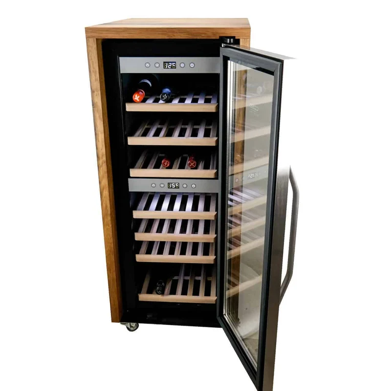 Weinkühlschrank 2 Zonen CASO WineComfort 38 Unikat aus Holz von alten Weinfässern (Eiche)