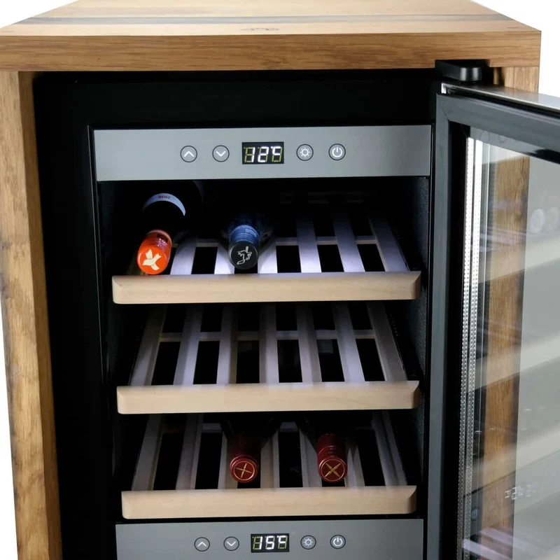 Weinkühlschrank 2 Zonen CASO WineComfort 38 Unikat aus Holz von alten Weinfässern (Eiche)