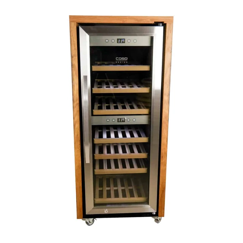 Weinkühlschrank 2 Zonen CASO WineComfort 38 Unikat aus Holz von alten Weinfässern (Eiche)