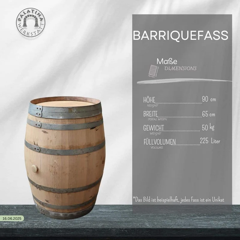 Original Weinfass aus Eiche, Barriquefass 225 Liter guter Zustand