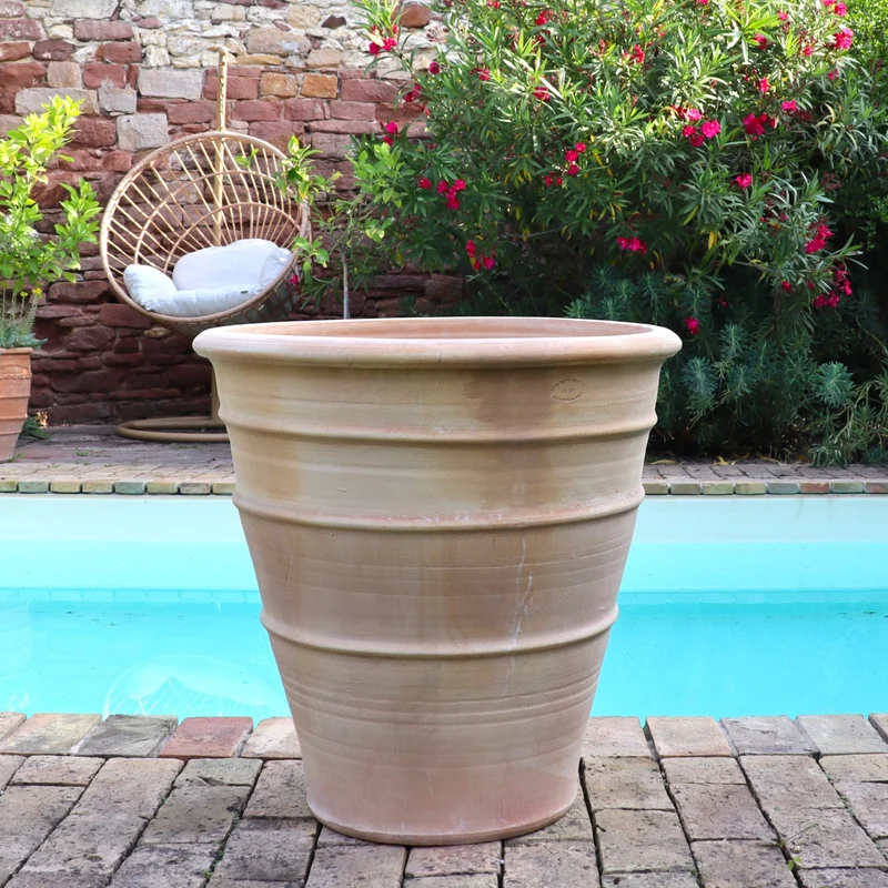 winterfester, terracotta Blumenkübel groß "Yucca", H=60 cm