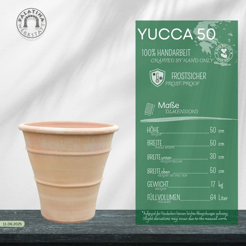 winterhartes terracotta Pflanzgefäß "Yucca", H=50 cm