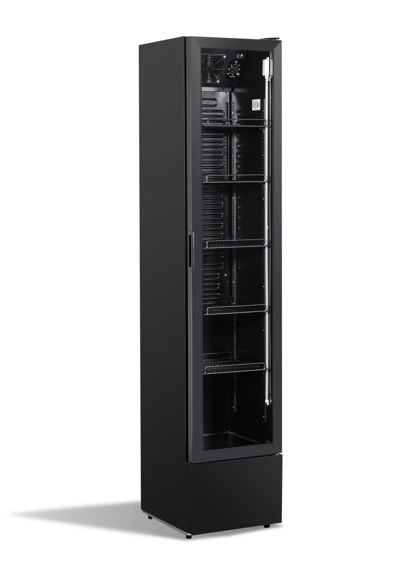 Getränkekühlschrank Glastür Schmall Schwarz NAP-150 - 390x470x1880 mm - 0.138 kW