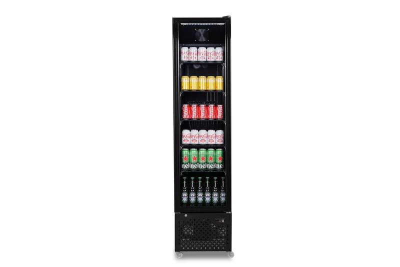 Getränkekühlschrank Glastür Schmall Schwarz NAP-250 - 460x560x1915 mm - 0.165 kW