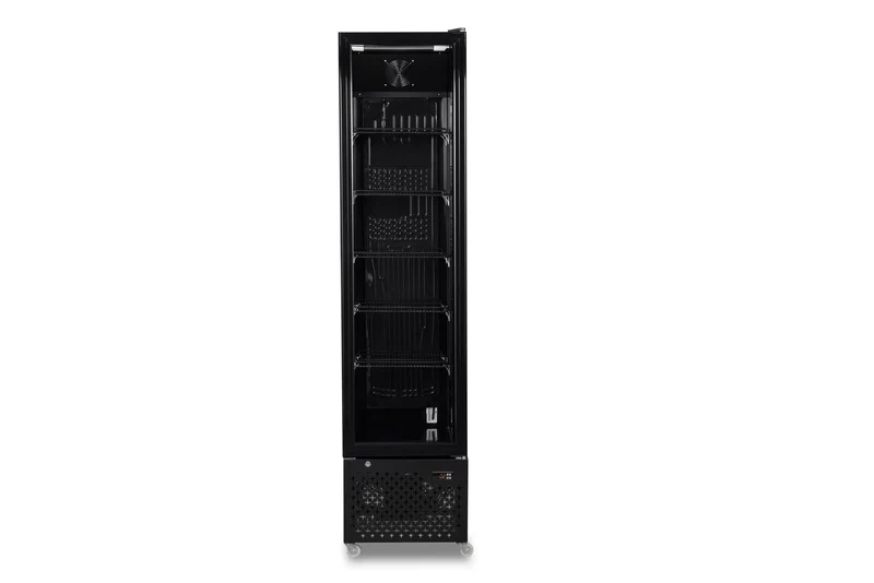Getränkekühlschrank Glastür Schmall Schwarz NAP-250 - 460x560x1915 mm - 0.165 kW