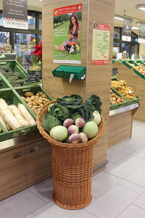 Korbaufsteller aus Weide – Verkaufskorb für Obst, Gemüse & Backwaren
