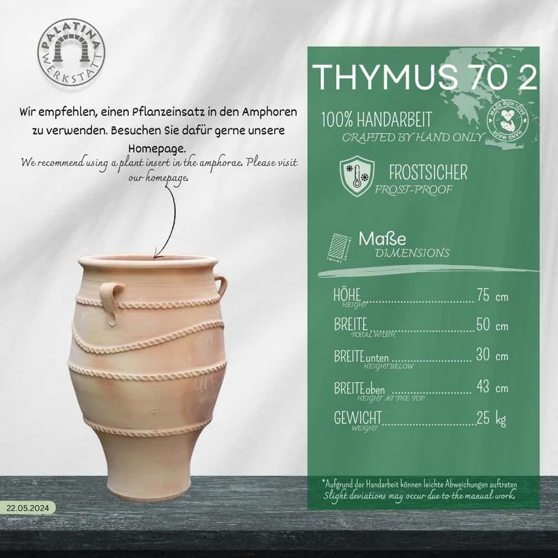 frostfeste Amphore "Thymus 2", H=70cm