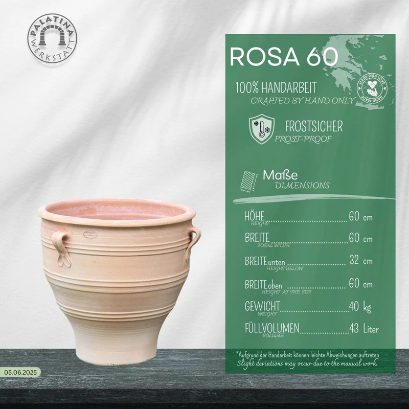 Terracotta Pflanzkübel "Rosa", H=60cm