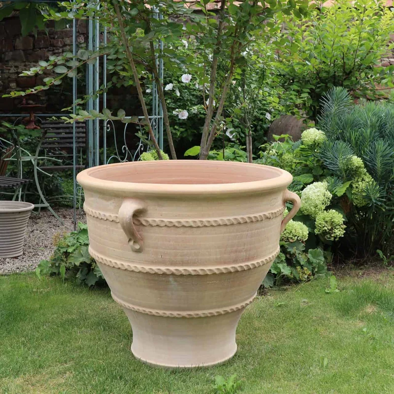 großer Terracotta Pflanzkübel, Pflanzgefäß "Rosa 2" H=70cm