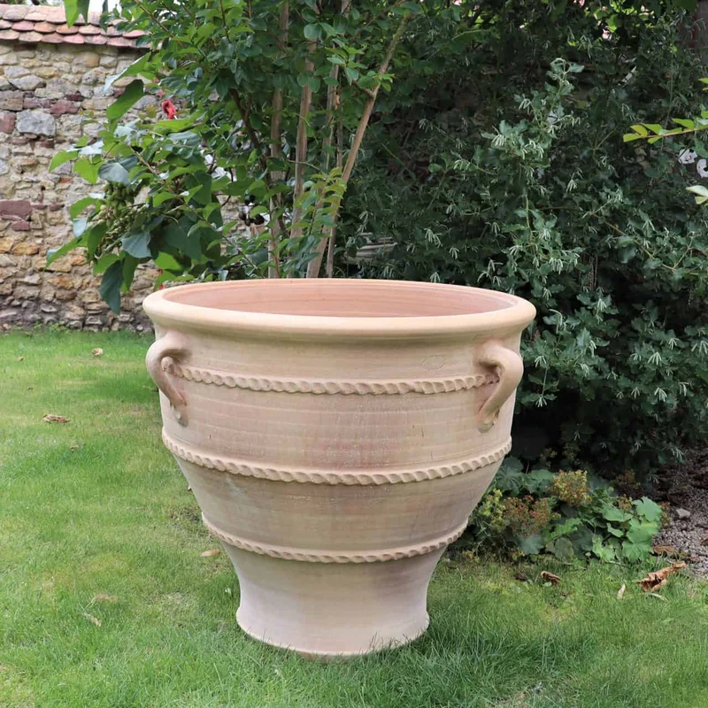 großer Terracotta Pflanzkübel, Pflanzgefäß "Rosa 2" H=70cm