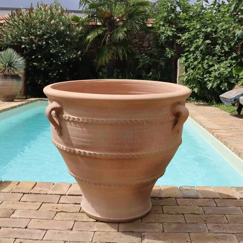 großer Terracotta Pflanzkübel, Pflanzgefäß "Rosa 2" H=70cm