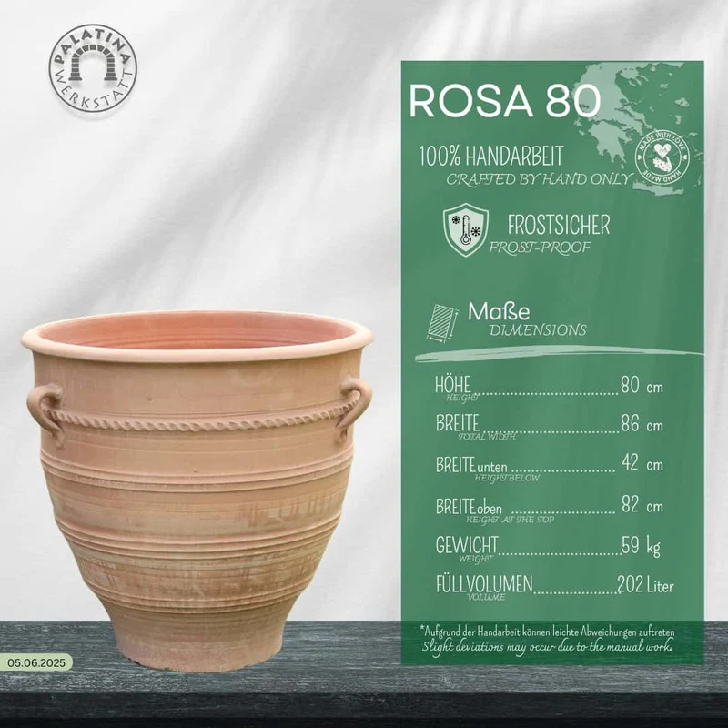 Terracotta Pflanzkübel XXL "Rosa", H=80cm