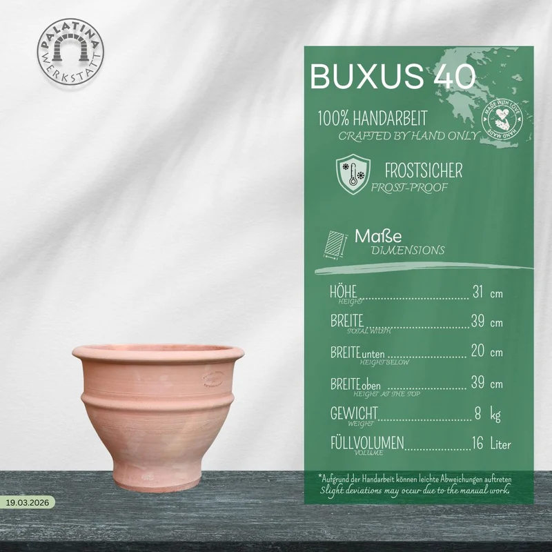 frostfestes Ton Pflanzgefäß "Buxus", 40 cm