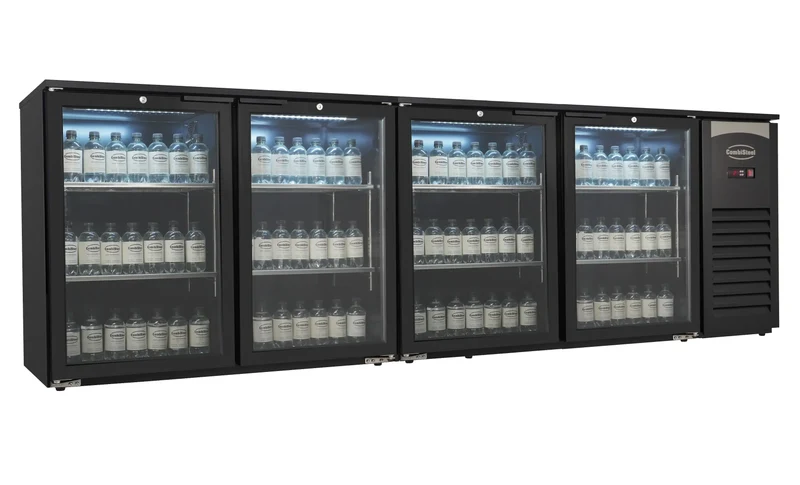 Barkühler 4 Glastüren Schwarz 636L - 2542x520x860 mm - 0,345 kW