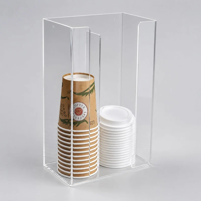 Coffee-to-go Becherspender Acryl 2-Fach für Becher & Deckel