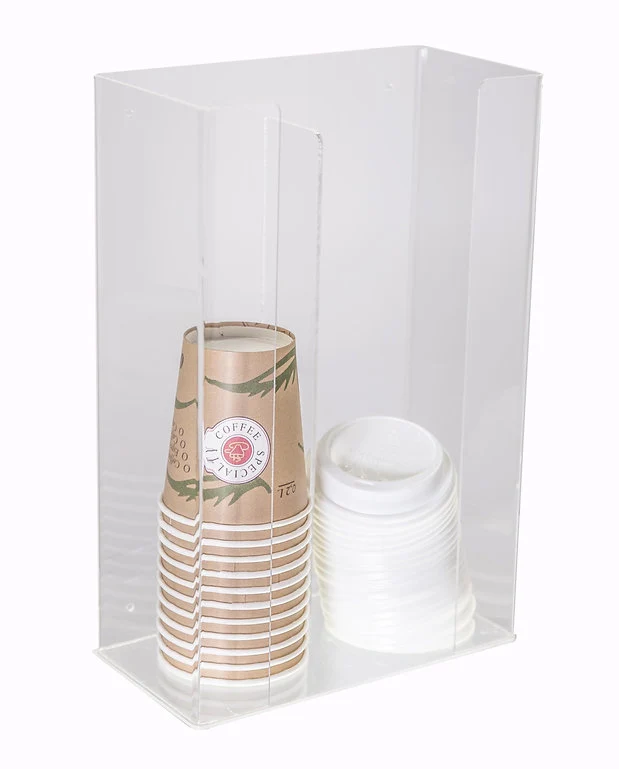 Coffee-to-go Becherspender Acryl 2-Fach für Becher & Deckel
