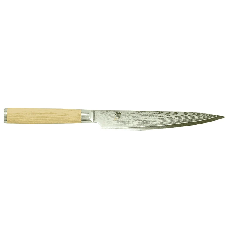 Kai Shun Classic White DM-0704W Schinkenmesser | Damast Klinge 23 cm + Fassholz Küchenbrett 30x18 cm