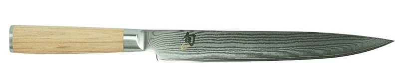 Kai Shun Classic White DM-0704W Schinkenmesser | Damast Klinge 23 cm + Fassholz Küchenbrett 30x18 cm
