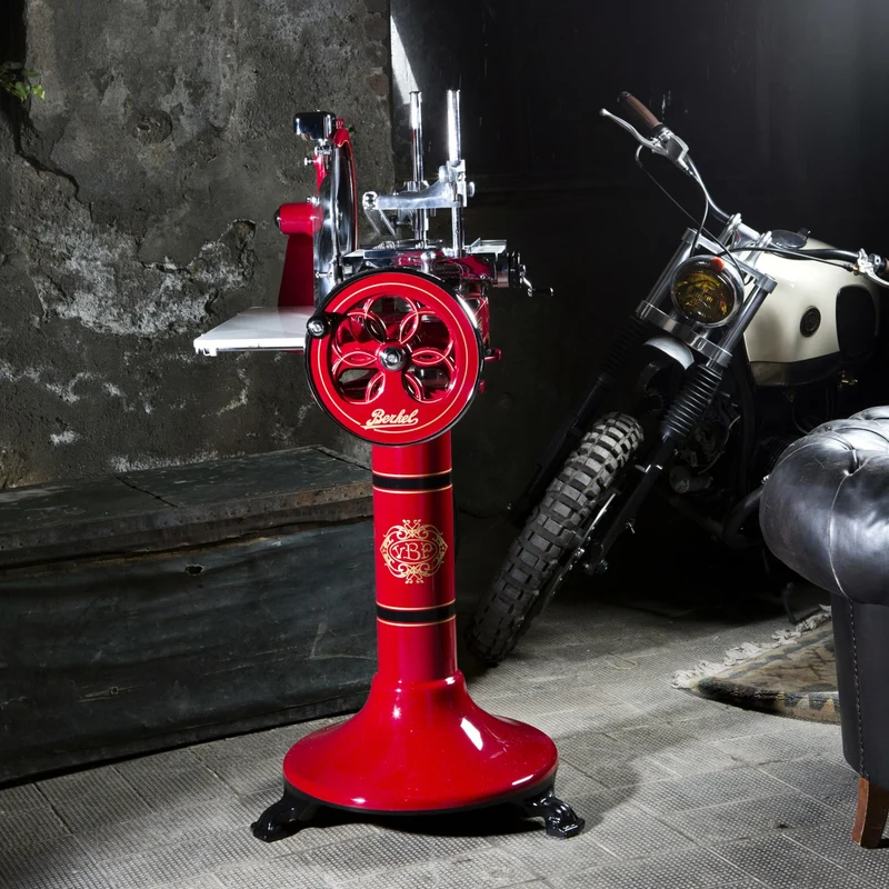 Berkel Volano P15 Rot, Aufschnittmaschine Schwungrad + Standfuß + Aufschnittbrett