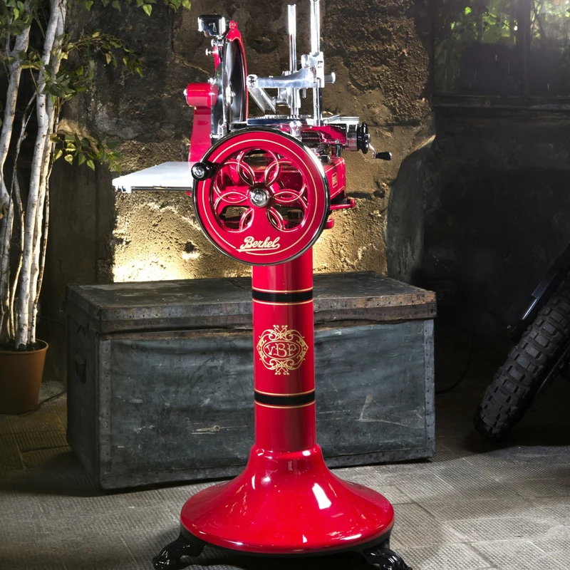 Berkel Volano P15 Rot, Aufschnittmaschine Schwungrad + Standfuß + Aufschnittbrett