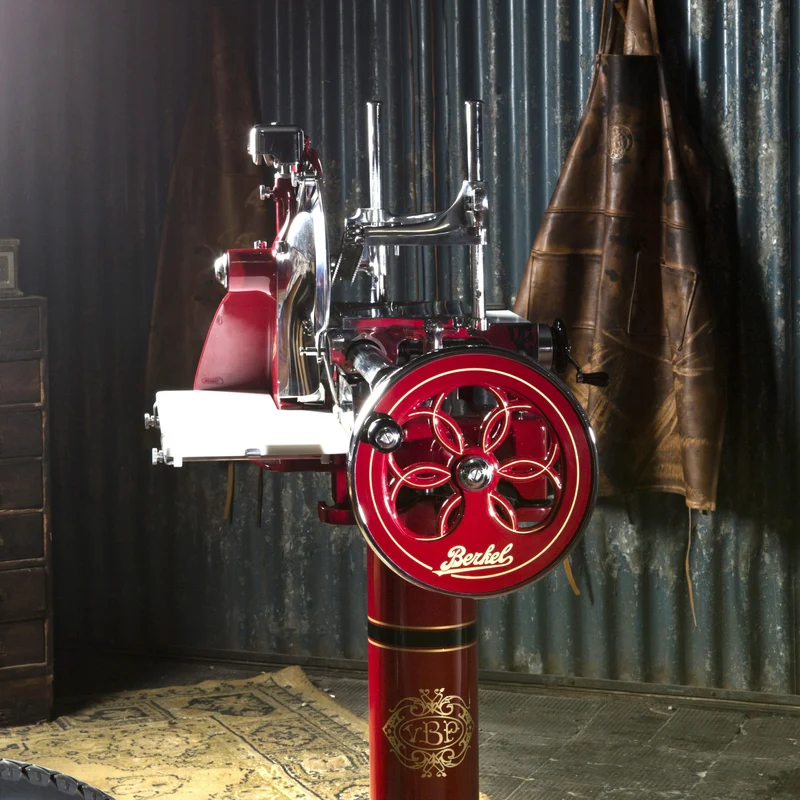 Berkel Volano P15 Rot, Aufschnittmaschine Schwungrad + Standfuß + Aufschnittbrett