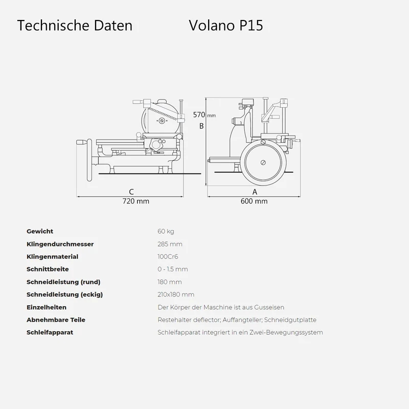 Berkel Volano P15 Rot, Aufschnittmaschine mit Schwungrad + Einlegebrett