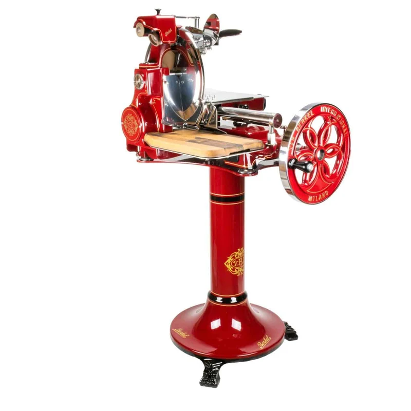 Berkel Volano B114 Rot manuelle Schwungradmaschine inkl. Standfuß + Fassholzbrett
