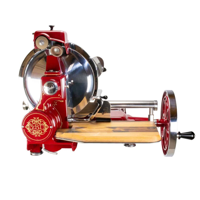 Berkel Volano B114 Rot manuelle Schwungradmaschine inkl. Standfuß + Fassholzbrett