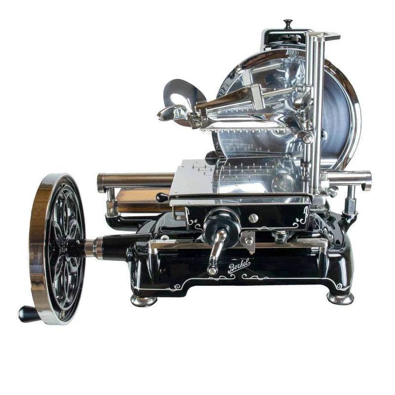 Berkel Volano B114 Schwarz | manuelle Schwungradmaschine mit Fassholzbrett