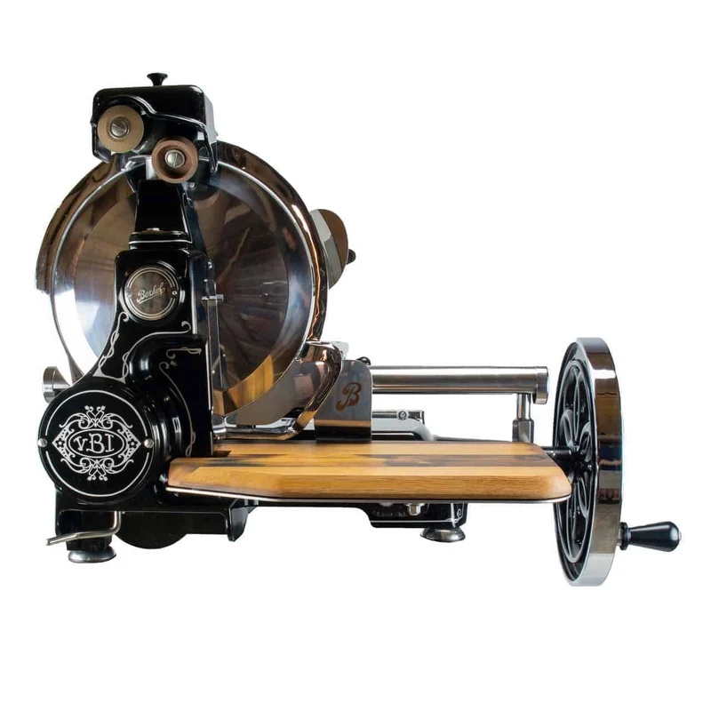 Berkel Volano B114 Schwarz | manuelle Schwungradmaschine mit Fassholzbrett