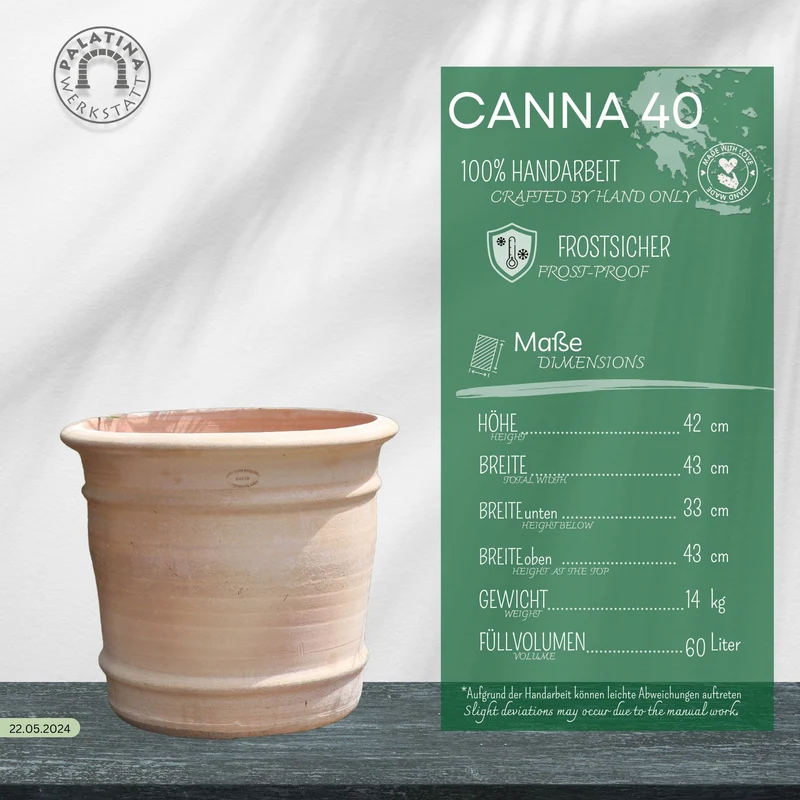 Terracotta Blumentopf "Canna", H=40 cm