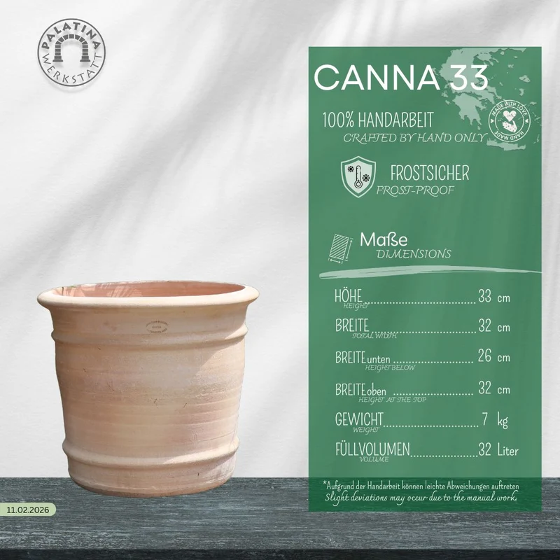 Terracotta Pflanzkübel "Canna" H=33 cm