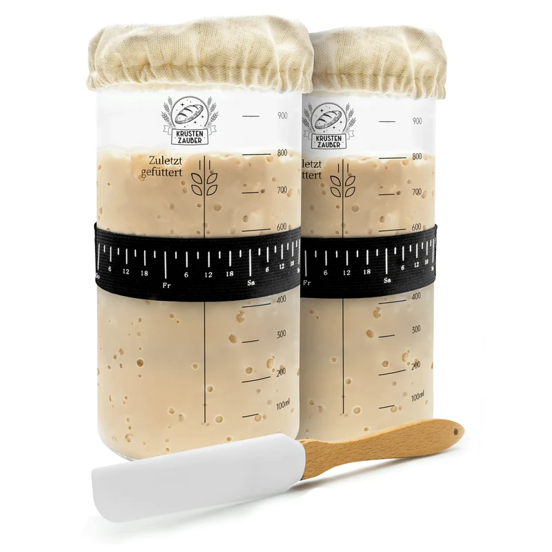 2x 1000ml Starter Set - Gärglas mit Spatel und Thermometer